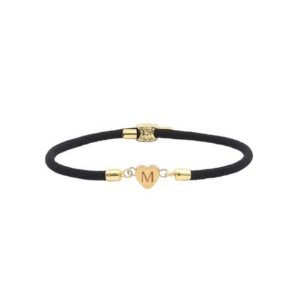 Initiaal Armband met Hartje zwart