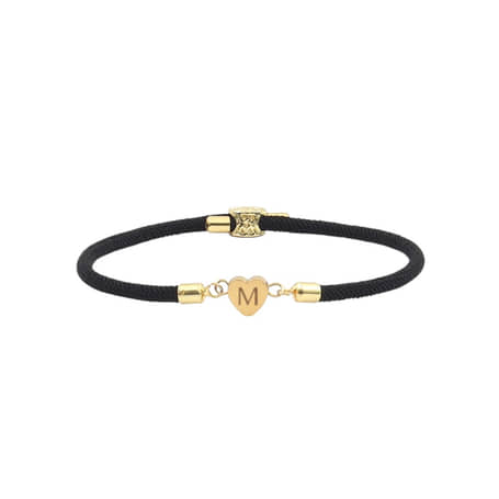 Initiaal Armband met Hartje zwart