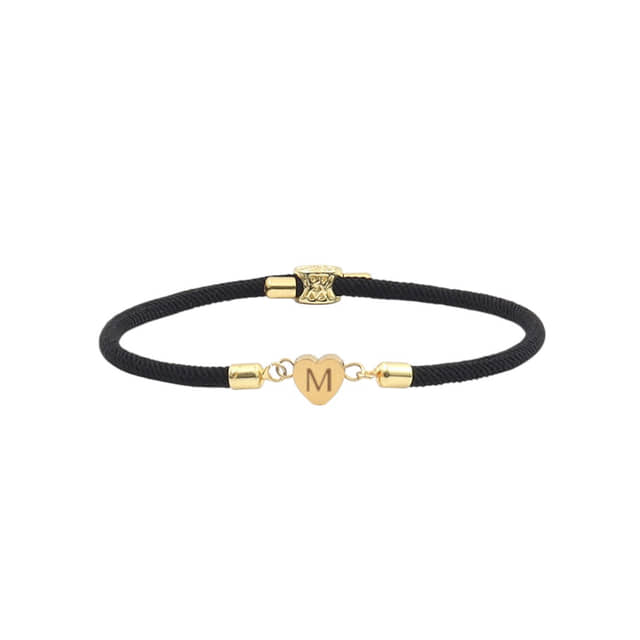 Initiaal Armband met Hartje zwart