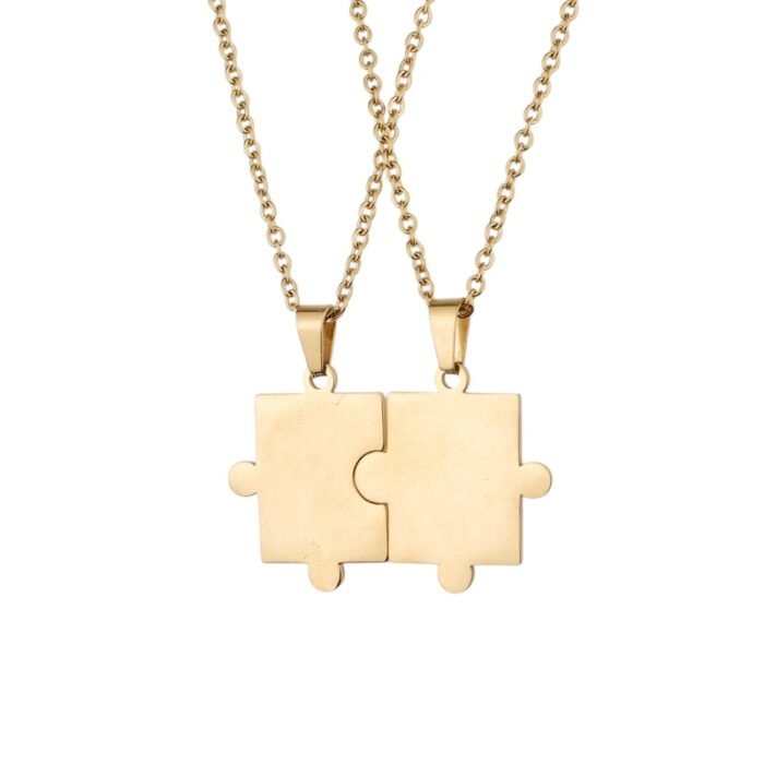 Ketting Set Grote Puzzelstukjes goud