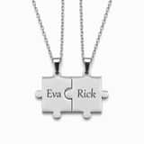 Charlery Ketting Set Grote Puzzelstukjes zilver