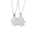 Ketting Set Grote Puzzelstukjes zilver
