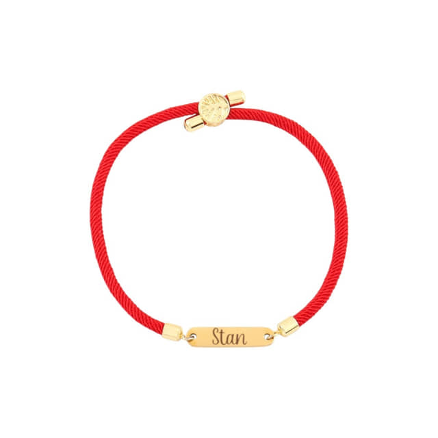 Naam Armband met Bar rood