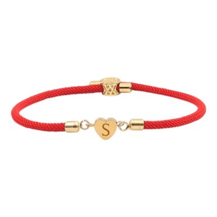 Initiaal Armband met Hartje rood