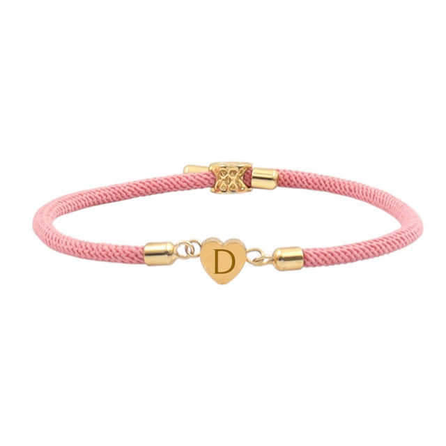 Initiaal Armband met Hartje roze