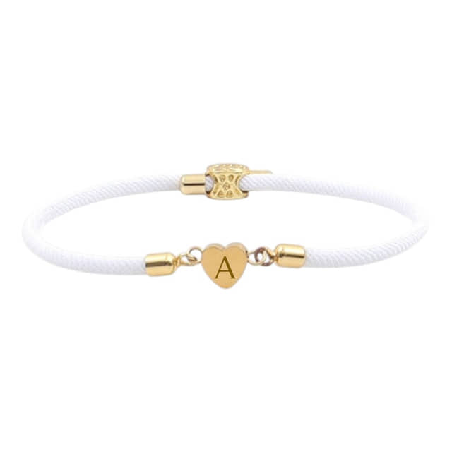 Initiaal Armband met Hartje wit