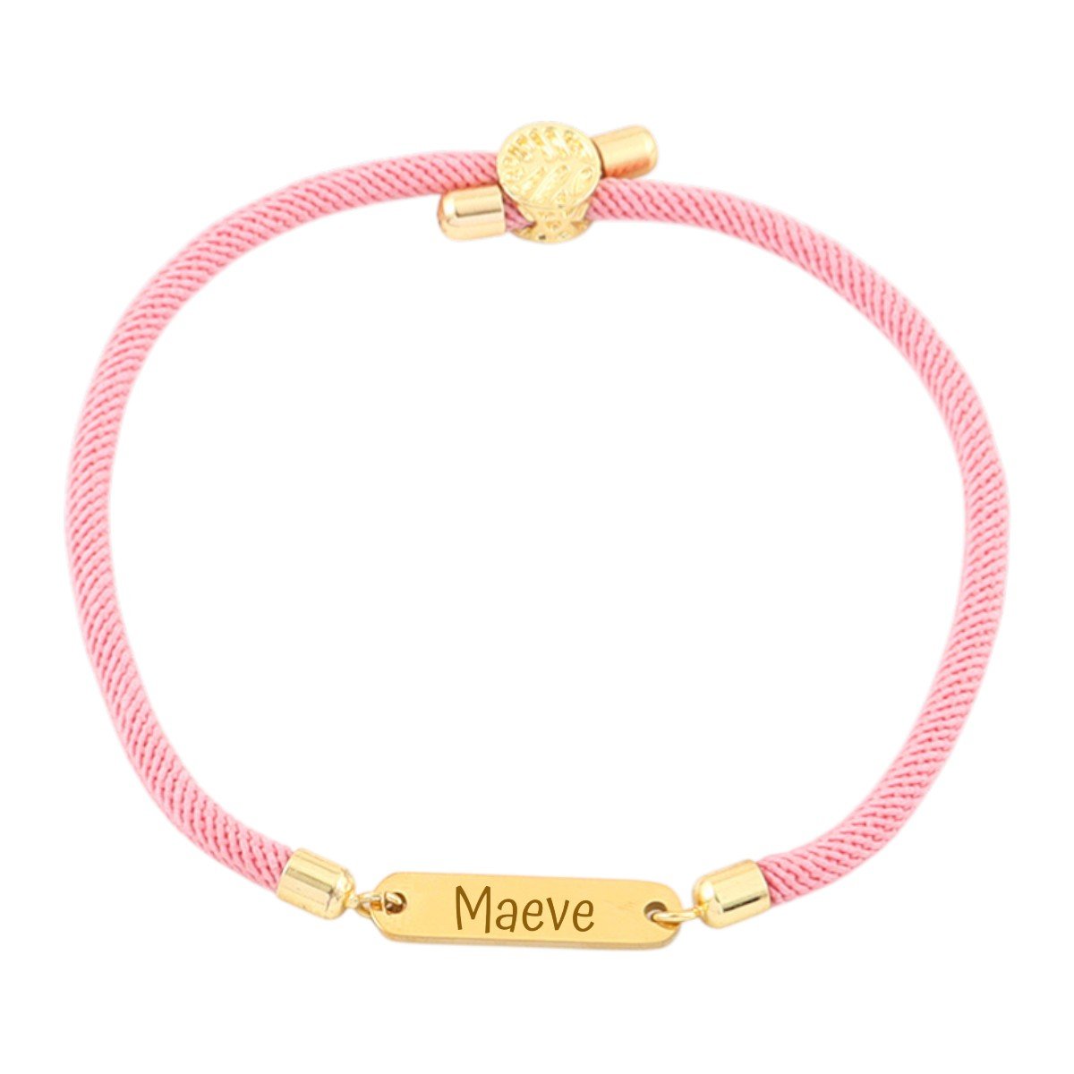 Naam Armband met Bar Roze Naam Armband met Bar Roze