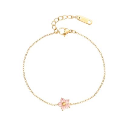 Armband Kristal Bloem roze