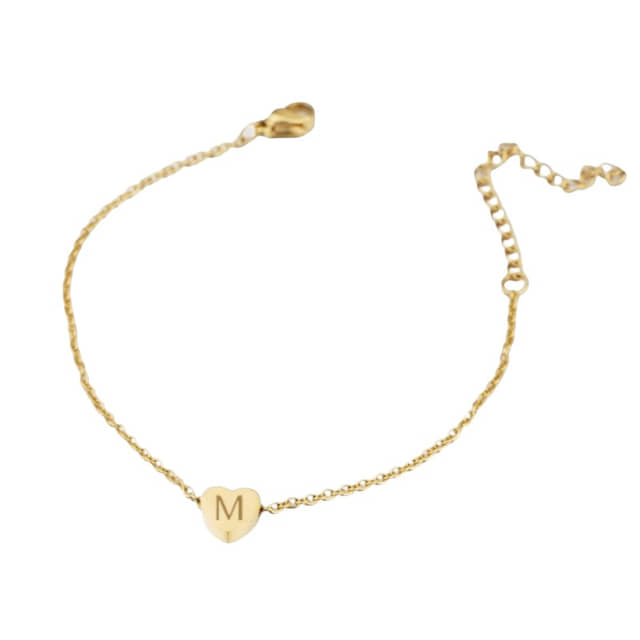 Initiaal Hart Armband goud
