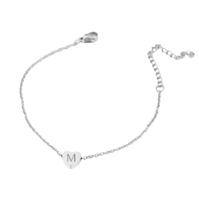 Initiaal Hart Armband zilver