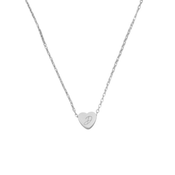 Initiaal Hart Ketting zilver