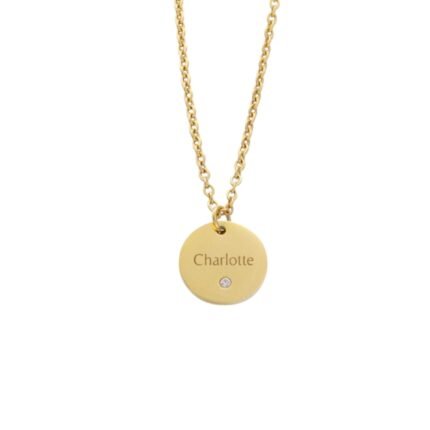 Ketting met Steentje en Naam goud