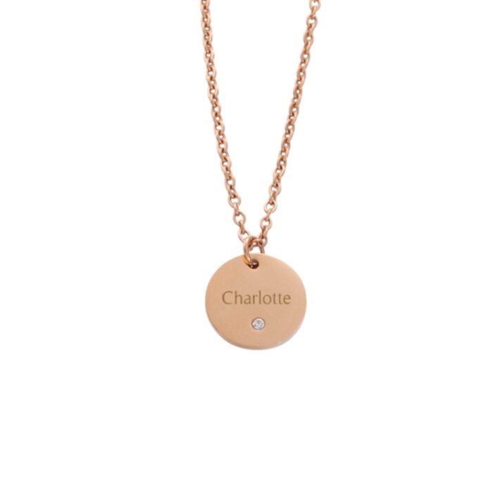 Ketting met Steentje en Naam rose goud
