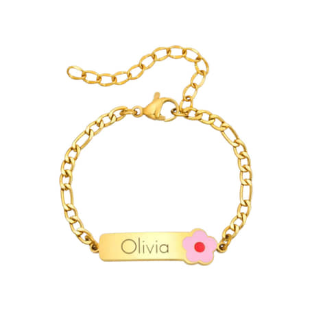 Meisjes Naam Armband met Bloem goud