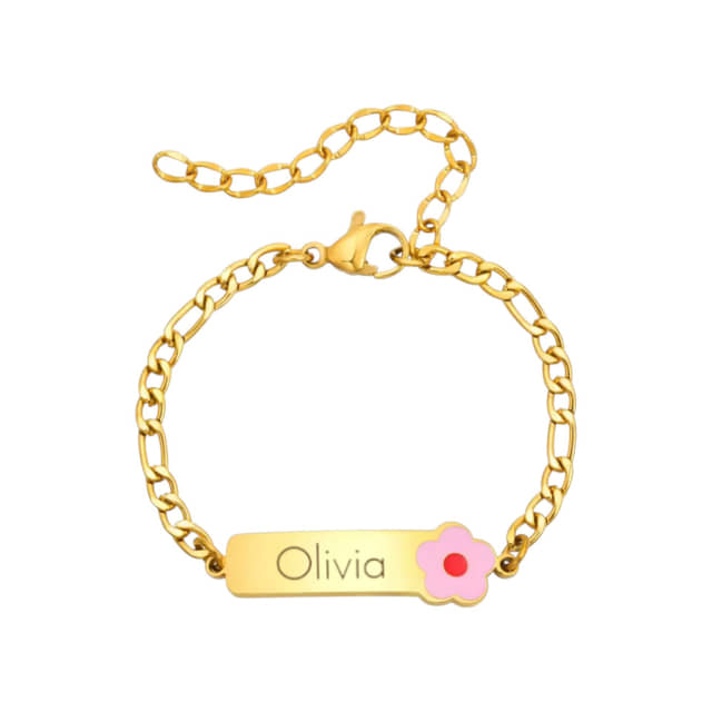 Meisjes Naam Armband met Bloem goud