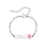 Naam Armband met Bloem zilver