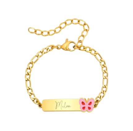 Naam Armband met Vlinder goud