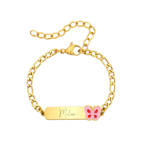 Naam Armband met Vlinder goud