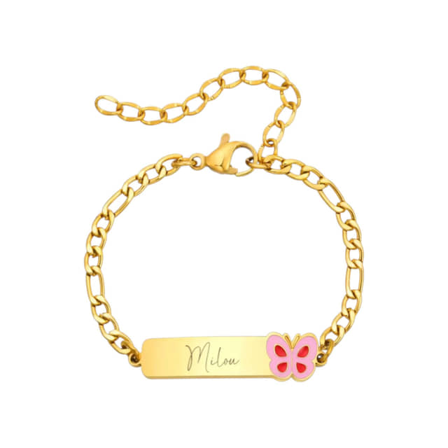 Naam Armband met Vlinder goud