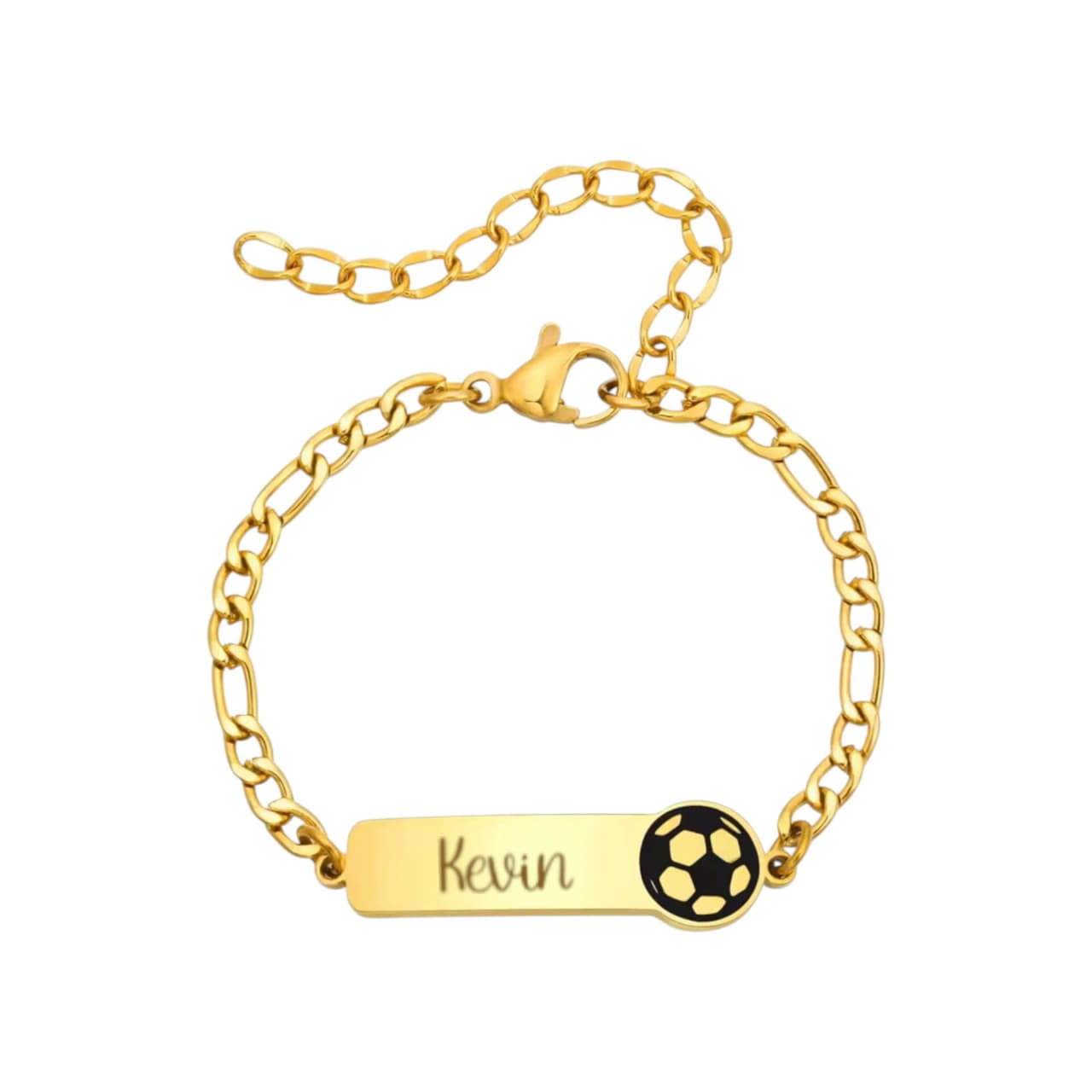 Naam Armband met Voetbal goud