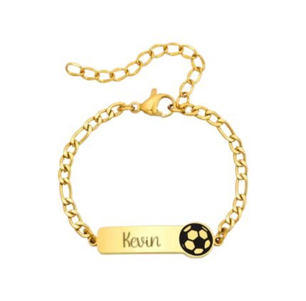 Naam Armband met Voetbal goud