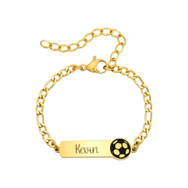 Naam Armband met Voetbal goud