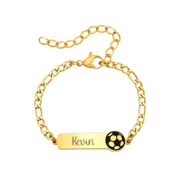 Naam Armband met Voetbal goud