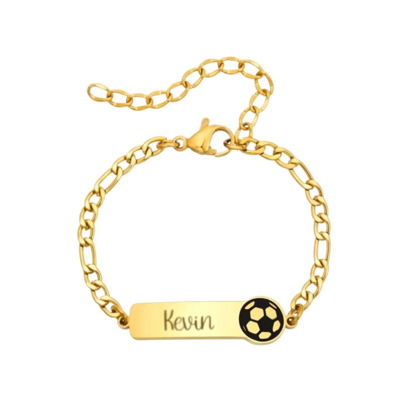 Naam Armband met Voetbal goud