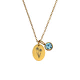 Ovale Geboortebloem Ketting met Geboortesteen goud