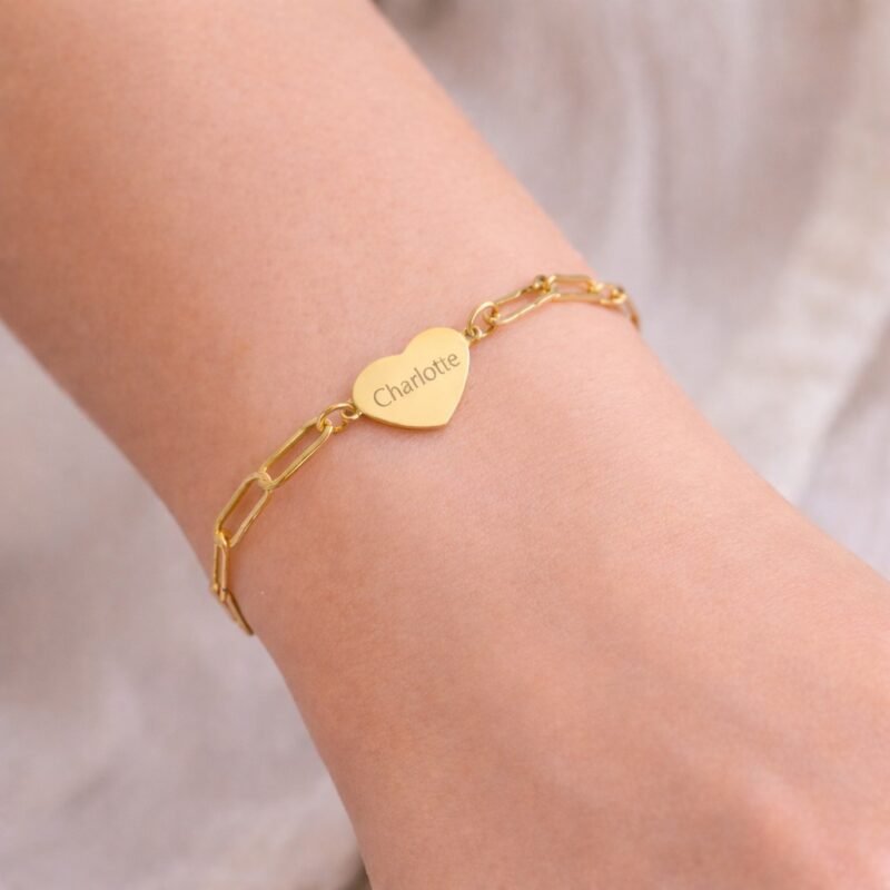 Hart Schakelarmband met 1 Naam