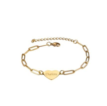 Hart Schakelarmband met 1 Naam goud