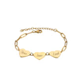 Hart Schakelarmband met 3 Namen goud