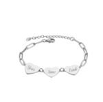 Hart Schakelarmband met 3 Namen zilver