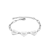 Hart Schakelarmband met 3 Namen zilver