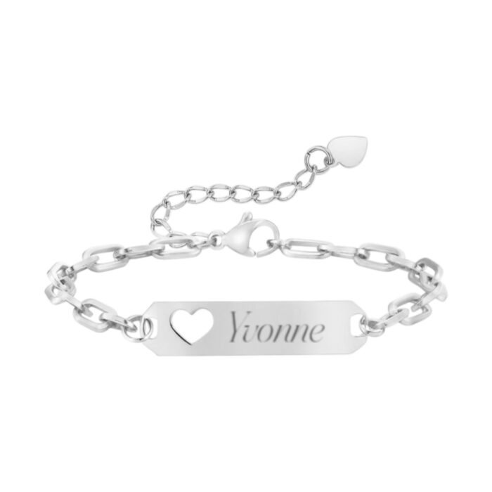 Schakelarmband met Naam en Hartje zilver