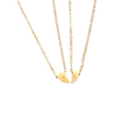 Ketting Set Hartje Initialen goud