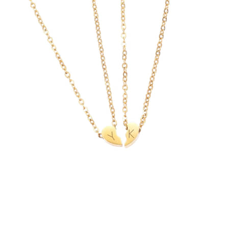 Ketting Set Hartje Initialen goud
