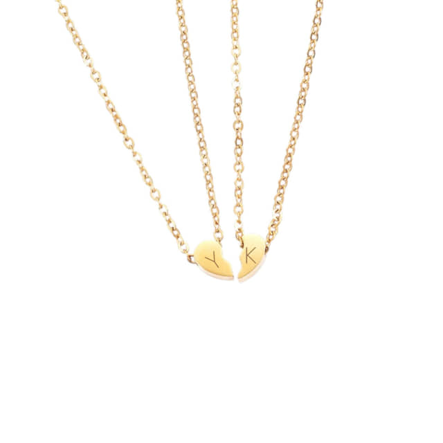 Ketting Set Hartje Initialen goud