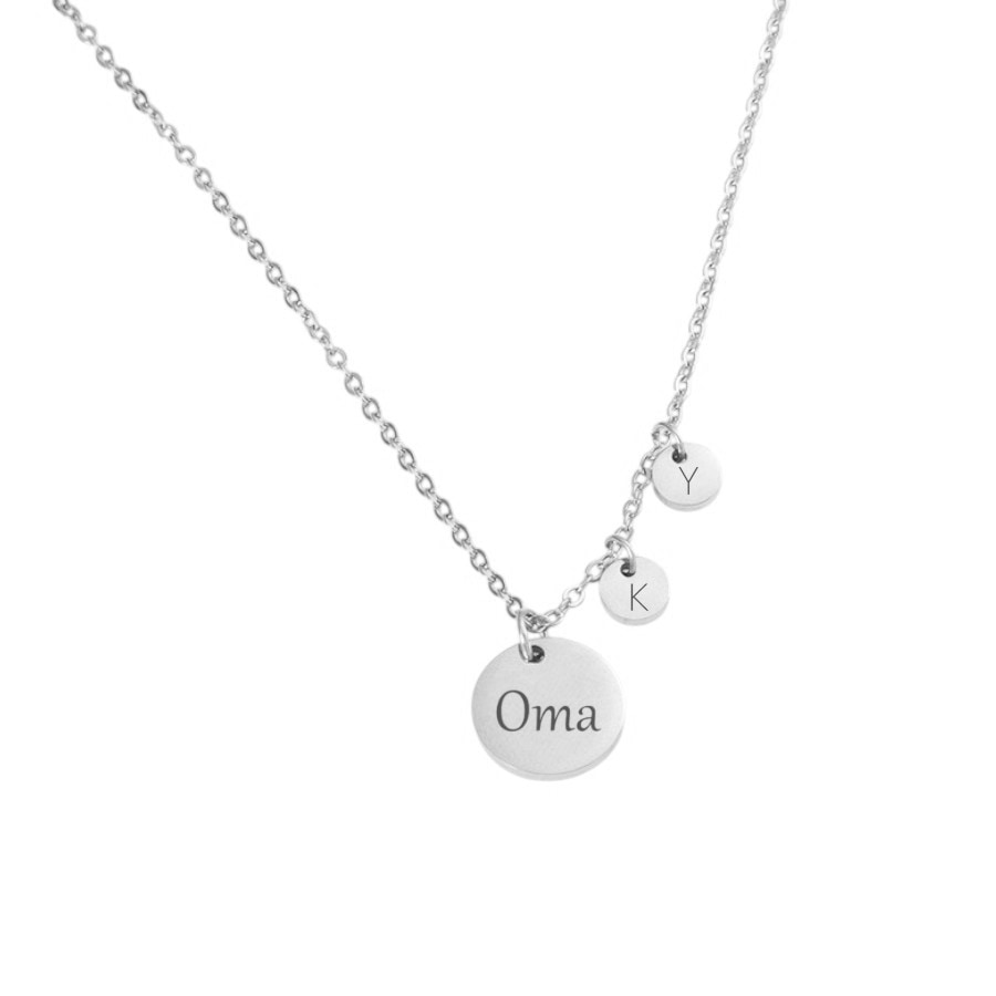 Ketting met Naam en 2 Initialen zilver