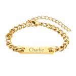 Kinder Naam Armband met Geboortesteen November goud gegraveerd