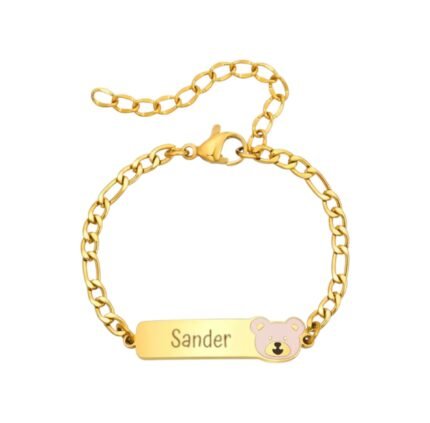 Naam Armband met Beertje goud
