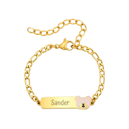 Naam Armband met Beertje goud