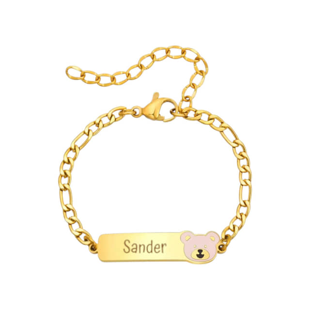 Naam Armband met Beertje goud