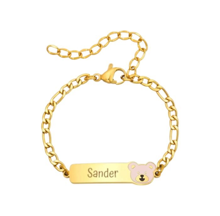 Naam Armband met Beertje goud
