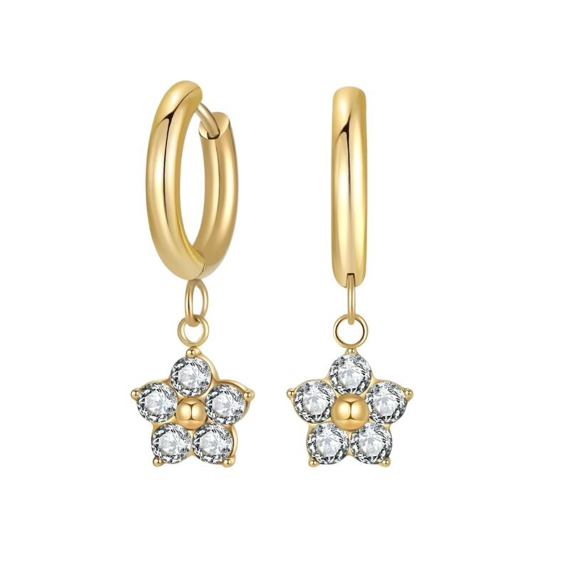 Oorbellen Diamant Bloem wit