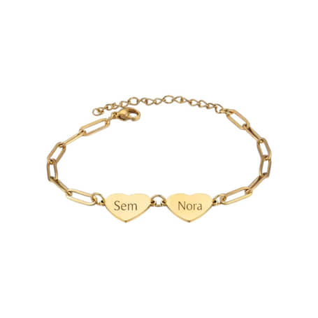 Hart Schakelarmband met 2 Namen goud