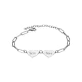 Hart Schakelarmband met 2 Namen zilver