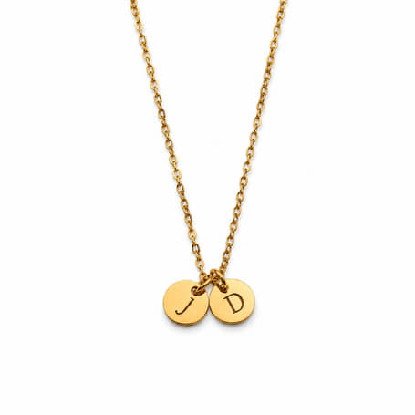 Ketting met 2 Muntjes en Initialen goud