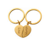 Sleutelhanger Set Halve Hartjes met Namen goud