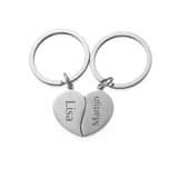 Sleutelhanger Set Halve Hartjes met Namen zilver